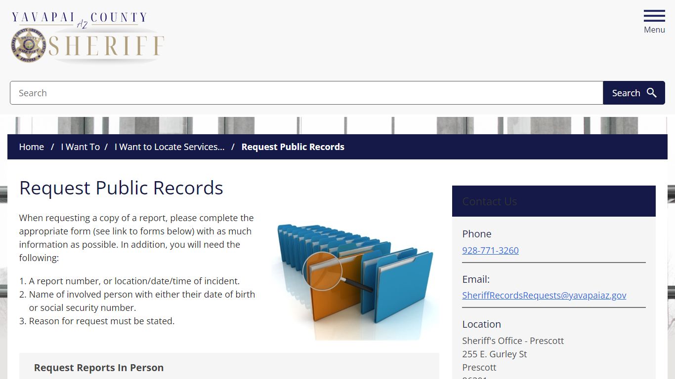 Request Public Records YCSOAZ.gov - Yavapai County Sheriff's Office